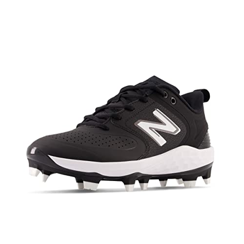 New Balance Women's Fresh Foam Velo V3 Molded Softball Shoe, Black/White Synthetic, 5