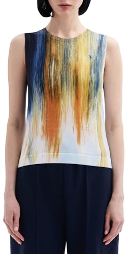 Oscar de la Renta, Abstract Brushstroke Printed Tank, Calendula Multi, L