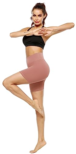 PERSIT Women's High Waist Print Workout Yoga Shorts with 2 Hidden Pockets, Non See-Through Tummy Control Athletic Shorts