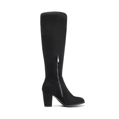 DREAM PAIRS Women's Chunky Heel Knee High and Up Boots,Size 10,Burgundy,MIDLEG