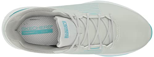 Skechers Women's Go Elite 5 Arch Fit Waterproof Golf Shoe Sneaker, Gray/Turquoise, 5.5