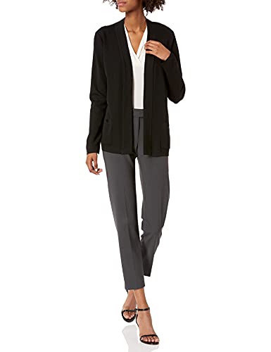 Anne Klein Women's 2 Pocket Malibu Cardigan, Black, X-Small