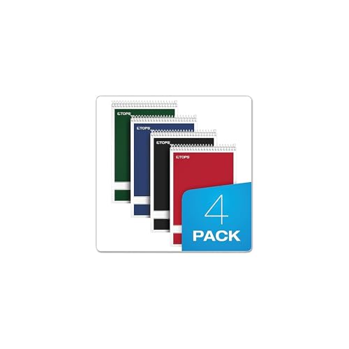 TOPS Steno Books, 6" x 9", Gregg Rule, Green Tint Paper, Assorted Color Covers, 80 Sheets, 4 Pack (80221)