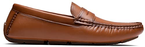 Jousen Men's Loafers Dress Shoes Retro Lightweight Slip On Casual Driving Penny Loafer for Men(AMY3064 Brown 09)