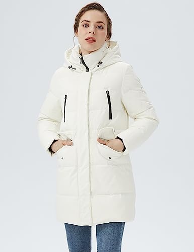 Orolay Women's Puffer Winter Down Coat Thickened Parka Jacket with Hood White XS