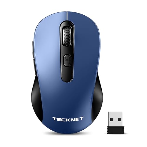 TECKNET Wireless Computer Mouse, 2.4G Cordless Mouse for Laptop, Ergonomic Optical Mouse with Nano Receiver & 6 Buttons, 18 Months Battery Life, 2400 DPI USB Mouse for MacBook, PC, Windows