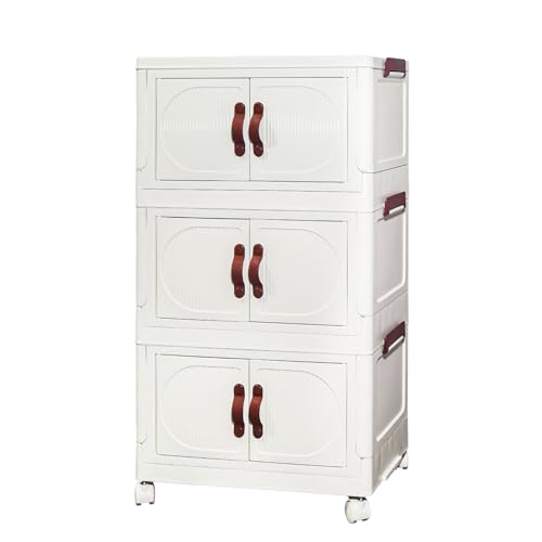 KHS Plastic Storage Bins Organizer, 4 Pack 23.3QT Stackable Storage Bins with Doors, Collapsible Storage Bins Containers for Closets Kitchen Bedroom