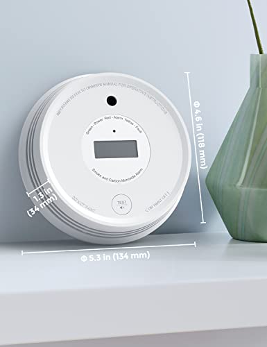 AEGISLINK Smoke Carbon Monoxide Detector, Interlinked Combination Smoke CO Alarm, Battery Powered, Wireless Interconnected, Digital Display, SC-RF220, 6-Pack