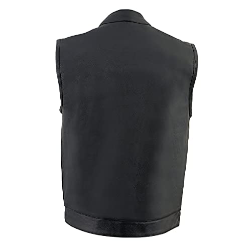 Milwaukee Leather Men's Black Cool-Tec Naked Leather Vest - Club Style Dual Closure Motorcycle Rider Vest MLM3514 - Small