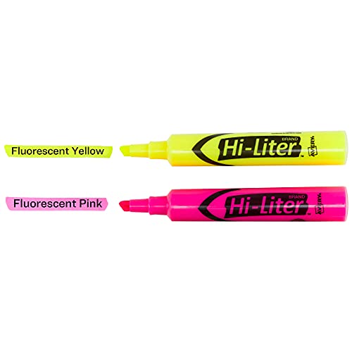 AVERY Hi-Liter Desk-Style Highlighters, Smear Safe Ink, Chisel Tip, 4 Assorted Color Highlighters (24063)