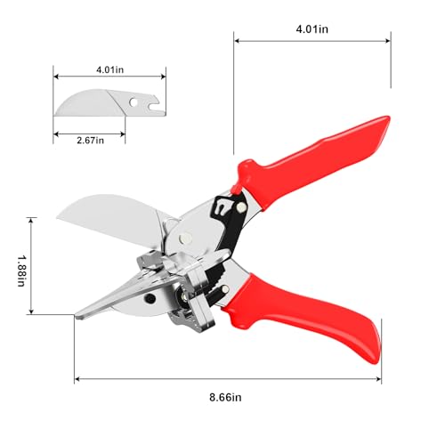 GARTOL Ratchet Miter Shears for Angular Cutting Molding Crafting, Shoe Molding & Quarter Round Cutting Tool Miter Cutter, Adjust at 45-135 Degree Multi-Angle Cutter Hand Tool for Soft Wood, PVC, MDF