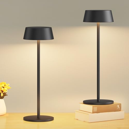 Aipsun Table Lamps Set of 2, Gold Battery Operated Table Lamp Cordless Outdoor Touch LED Table Lamp for Restaurant/Living Room/Bedroom 3000K Warm Light IP54 Waterproof
