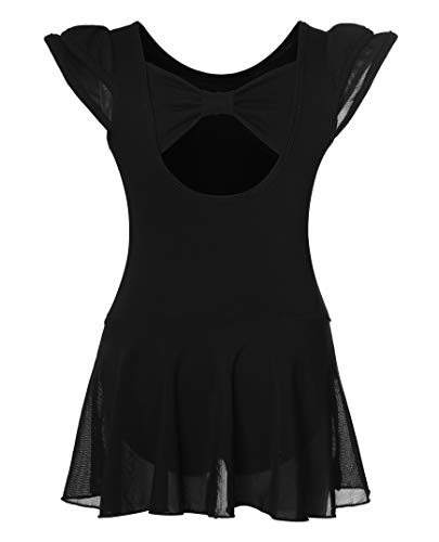DANSHOW Ballet Leotards for Girls Long Sleeve Toddler Dance Skirt Dress,Crisscross Back,Double Hem Skirt(2142-L-09)