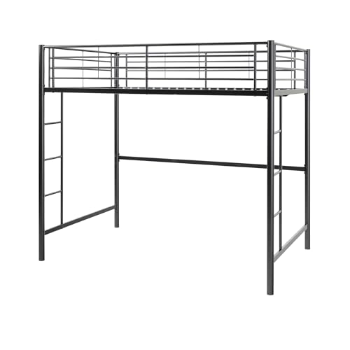 Walker Edison Timothee Urban Industrial 71" Twin Over Full Metal Bunk Bed, Black