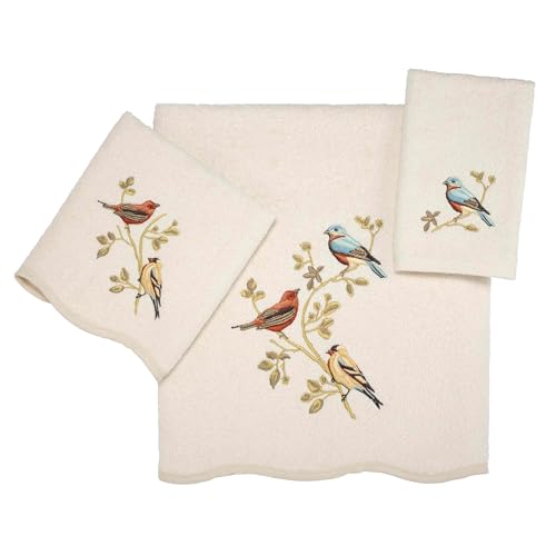 Avanti Linens- Bath Towel, Soft & Absorbent Cotton Towel (Premier Songbirds Collection), Ivory