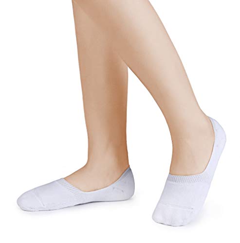 Leotruny 6 Pairs Unisex Thick Cushion Athletic Cotton Non Slip Low Cut Flat Liner No Show Socks (Medium, C01-Black/White/Light Gray)