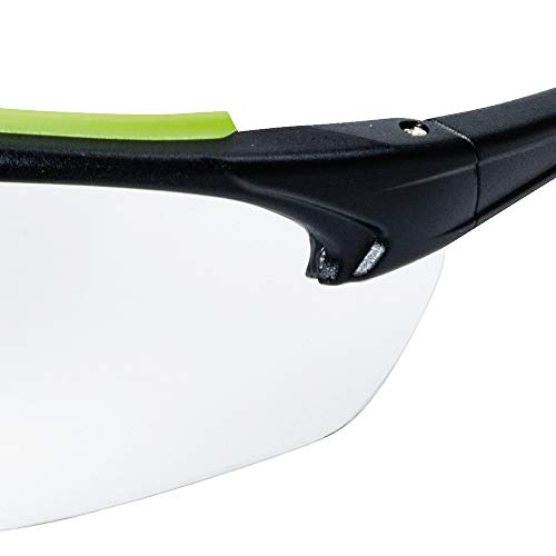 Sellstrom Stylish, Slip-Resistant, Lightweight, Anti-Fog Coating Protective Eyewear Safety Glasses, Clear Lens, Light Frames, Ultra-Thin Co-Molded Temples, Soft Nose Piece (Qty 1), Black/Green, S72000
