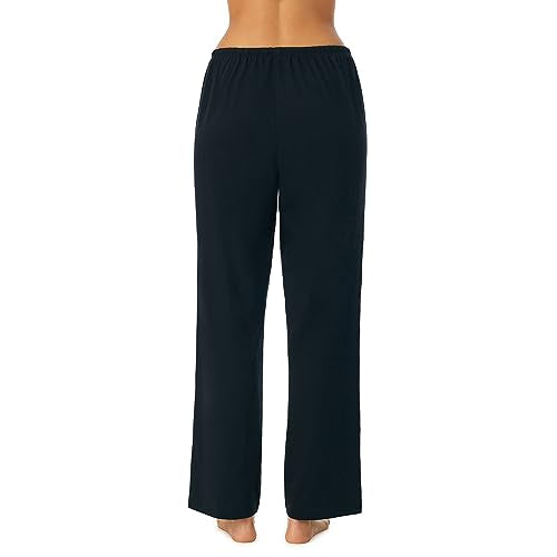 Nautica Womens Sleep Pants - Long Length, Breathable Pajama Bottoms - Cotton Knit Jersey Sleepwear and Loungewear - Black - Small