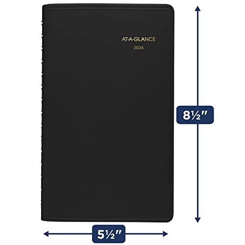 AT-A-GLANCE 2024 Weekly Appointment Book Planner, 5" x 8", Small, 12 Months, Black (700750524)