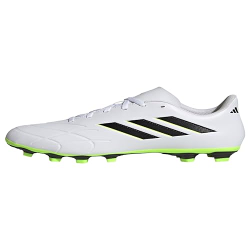 adidas Unisex Copa Pure.4 Firm Ground Sneaker, White/Core Black/Lucid Lemon, 4 US Men