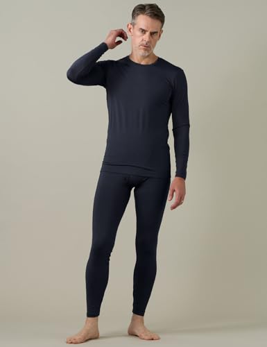 LAPASA Men's Thermal Underwear Set Soft Fleece Lined Long Johns Heavyweight Base Layer Top & Bottom Winter Thermoflux 300 Extra Warm M24 Medium Navy Blue