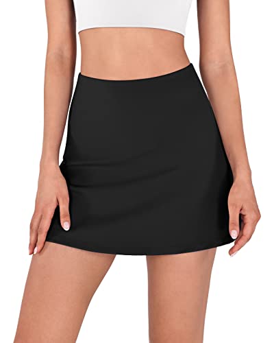 ODODOS Women's High Waisted Tennis Skirts with Pockets Built-in Shorts Golf Skorts for Athletic Sports Running Gym Training, Matcha, Medium