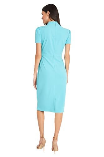 Maggy London Women's Midi Short Sleeve Sheath with Neck Tie Career Office Work Wear, Capri