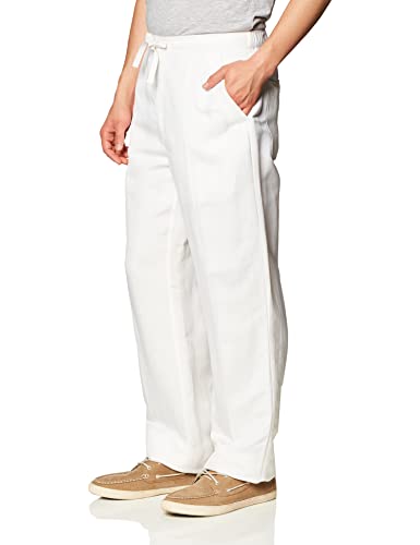 Cubavera Men's Linen-Blend Pants with Drawstring (Size Small - 5X Big & Tall), 1X/32" Inseam, Black