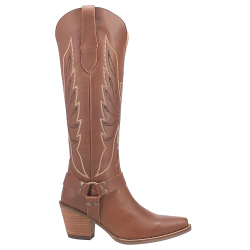 Dingo Womens Heavens To Betsy Snip Toe Casual Boots Knee High Mid Heel 2-3" - Brown - Size 8 M
