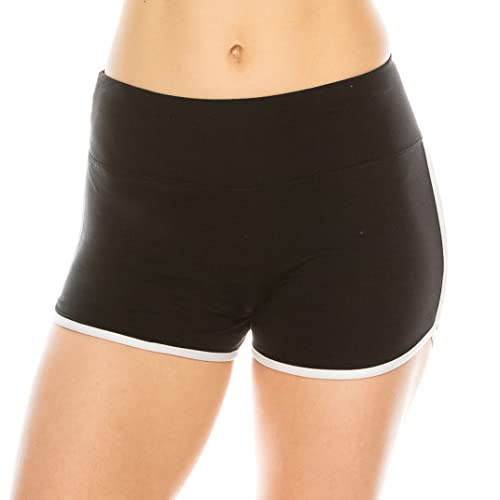 ALWAYS Booty Shorts for Women High Waisted Soft Yoga Gym Shorts Stripe Black White S