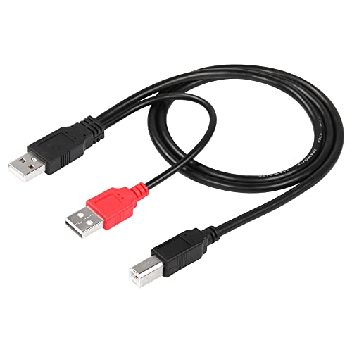 CERRXIAN Dual USB Type A 2.0 Male to USB B Data Y Cable for Printer, Scanner,External Hard Disk Drive,Dj Controller (0.8m Black)