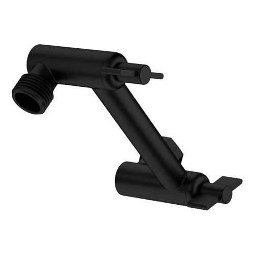 Lordear Shower Extension Arm 4 Inch - Black Shower Head Extension Adjustable Height Angle,Solid Stainless Steel Shower Extender Arm for Rain Shower Head With Universal Connection