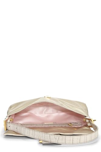 Fendi, Pre-Loved Beige Satin Baguette, White