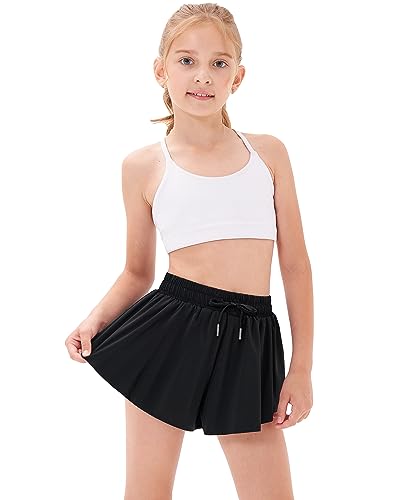 Stelle Girls Athletic Running Shorts with Inner Pockets High Waist 2 in 1 Short 5-16 Years(Raspberry,XS)