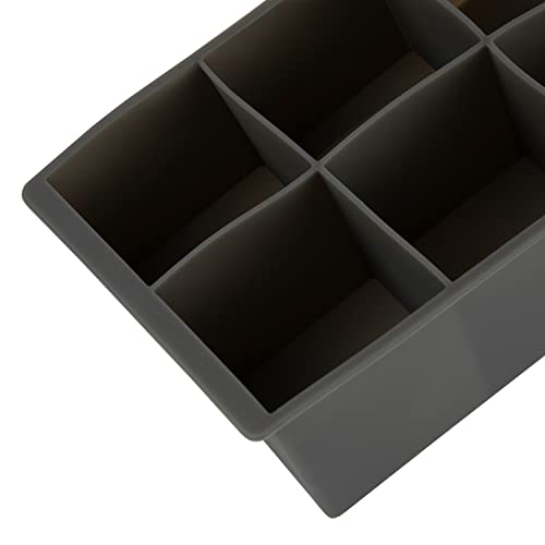 Tovolo Ice Cube Trays & Sphere Molds Easy Release Silicone 6 Large Cubes & 2 Spheres for Whiskey Cocktails and Beverages, Charcoal Gray