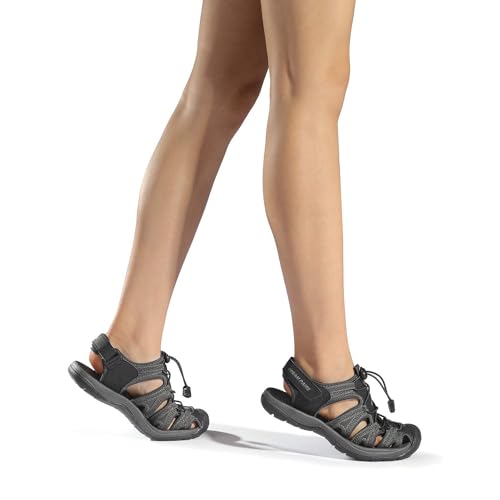 DREAM PAIRS Womens Closed Toe Hiking Summer Outdoor Sport Athletic Sandals,Size 10,Black/Dark/Grey,160912-women sandals