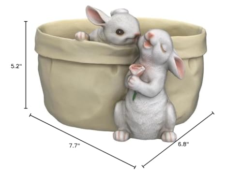 WONDHOME Rabbit Flower Pot Succulent Planter Garden Pots, Bunny Decorative Flower Pot,Animal Shaped Cartoon Planter Pots, Art Decorations for Mom Women （Flower with Drainage Hole）