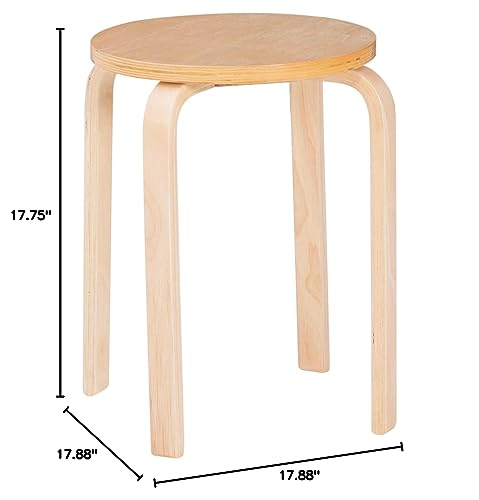Jenna Natural Round 17.75" Stacking Stool, Set of 4 by Linon