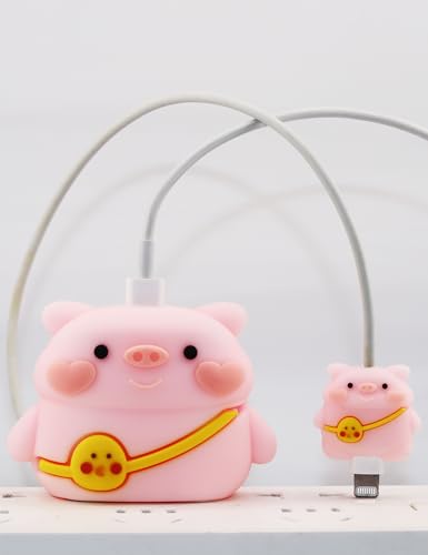 Cute Case for Apple 20W USB-C Power Adapter Charger, Cartoon Design Kawaii Protective Cover Adorable Lightning Cable Protector Accessory