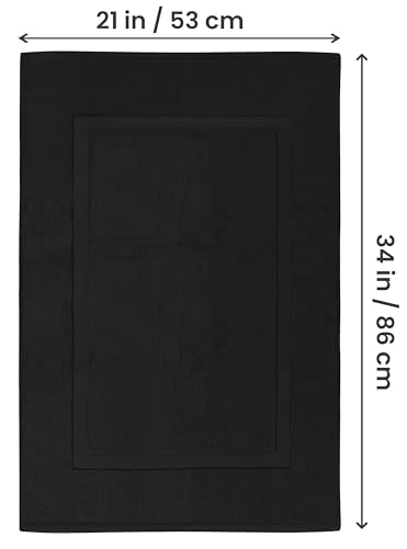 Utopia Towels Cotton Banded Rug, Bath Mats, [Not a Bathroom Rug], 21x34 Inches, 100% Ring Spun Cotton - Highly Absorbent and Machine Washable Shower Bathroom Floor Mat, Black, 2 Pack