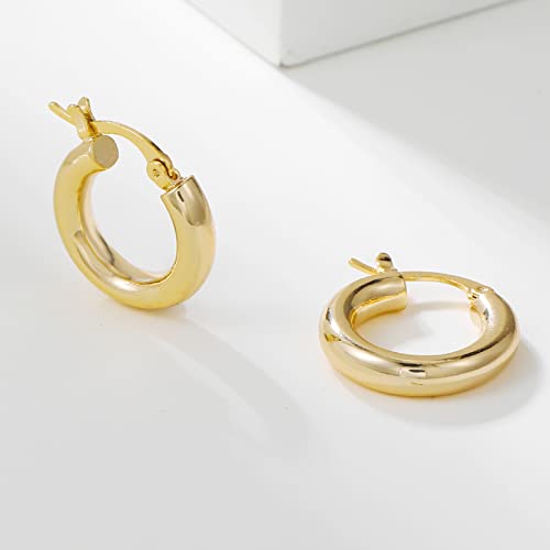 OOOPEL 4mm Thick Gold Chunky Earrings Steling Silver Post Hoops For Women Hollow Tube Hoop Hypoallergenic Lightweight Large 20/30/40/50/60MM, Sterling Silver, No Gemstone, Silver,30mm