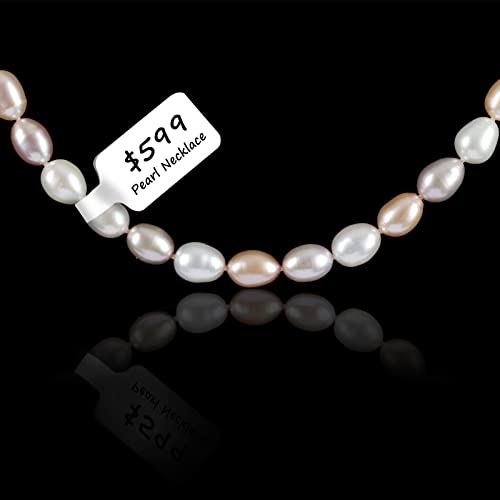 1000 Pcs Jewelry Price Tags Stickers Roll for Necklace Earring Price Identify, Labelchoice Rectangle Shape Self Adhesive White Blank Dumbbell Jewelry Tags Stickers for Bracelet, Ring, Clothing Display