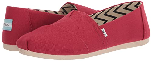 TOMS Women's Alpargata Recycled Cotton Canvas Loafer Flat, Red, 5