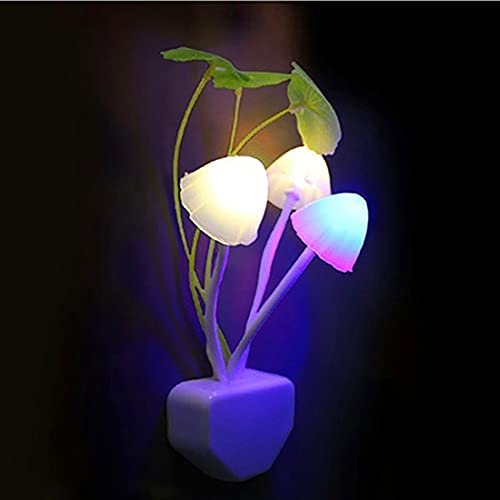 Tuelaly Cute Night Light, 1PC US EU Plug Adapter LED Night Lamp Discolor Light Sense Control Mushroom Lamp