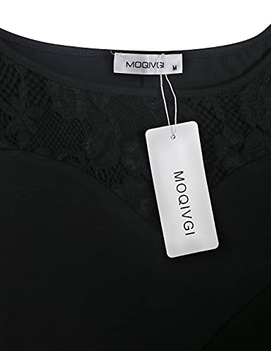 MOQIVGI Black Tank Tops for Women Dressy Lace Patchwork Sleeveless Tshirts Trendy Spring Summer Casual Sexy Elegant Tunic Tanks to Wear with Leggings Medium