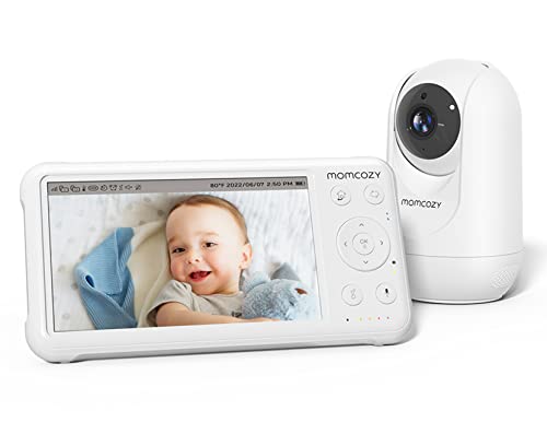 Momcozy Video Baby Monitor, 1080P 5" HD Baby Monitor with Camera & Wall Mount, Infrared Night Vision, 5000mAh Battery, 2-Way Audio, Temperature Sensor, Lullabies, 960ft Range, Ideal for New Moms, BM01