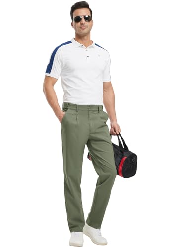 Gopune Men's Lightweight Golf Pants Classic Fit Quick Dry Casual Work Dress Pants Army Green,30