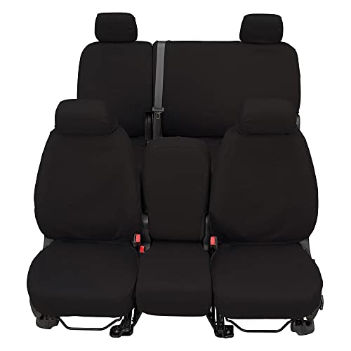 Covercraft - SS3344PCCH Custom-Fit Front Bench SeatSaver Seat Covers - Polycotton Fabric, Charcoal Black