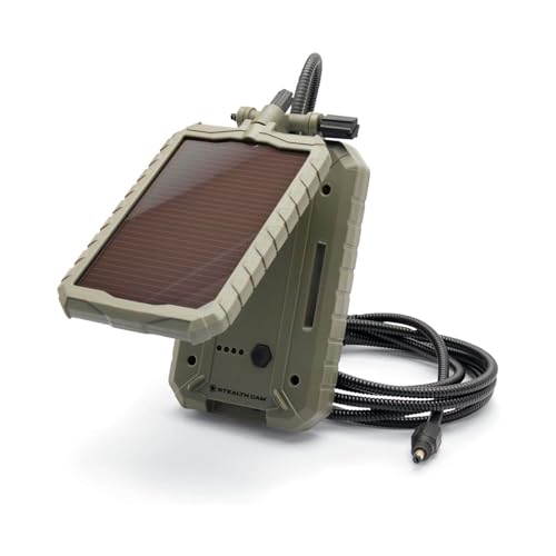 Stealth Cam Durable Sol-Pak Solar Battery Pack, 12V Solar Power Panel, Rechargeable Battery & 10ft Insulated Cable, Compatible with All Wireless/Cellular Trail Cameras - 3000 mAh