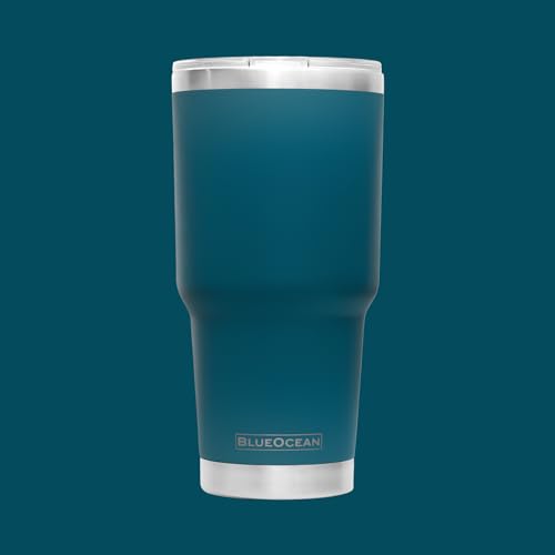 BlueOcean Classic 30 oz Tumbler Stainless Steel Travel Mug w/Pro-Slide Lid | Double Wall Vacuum Insulated | Perfect for Cold Drinks, Coffee Mug, Travel Cup, or Water Tumbler (Big Ocean Blue)